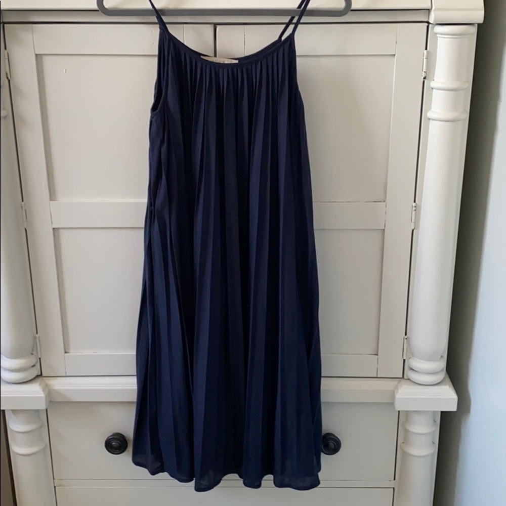 Navy blue pleated dress